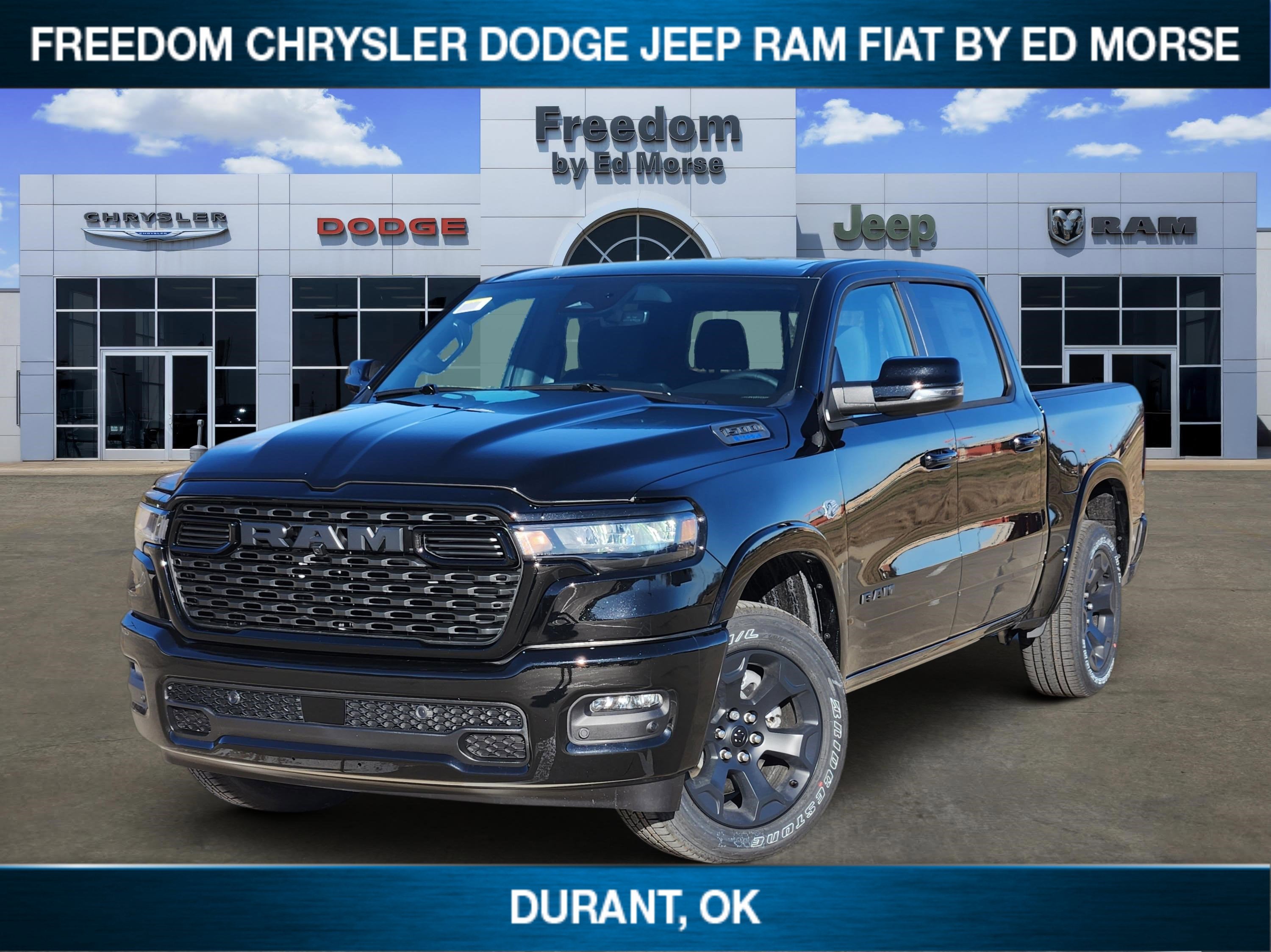 2026 RAM Ram 1500 Big Horn in Diamond Black Crystal Pearl-Coat Exterior Paint — front three-quarter view