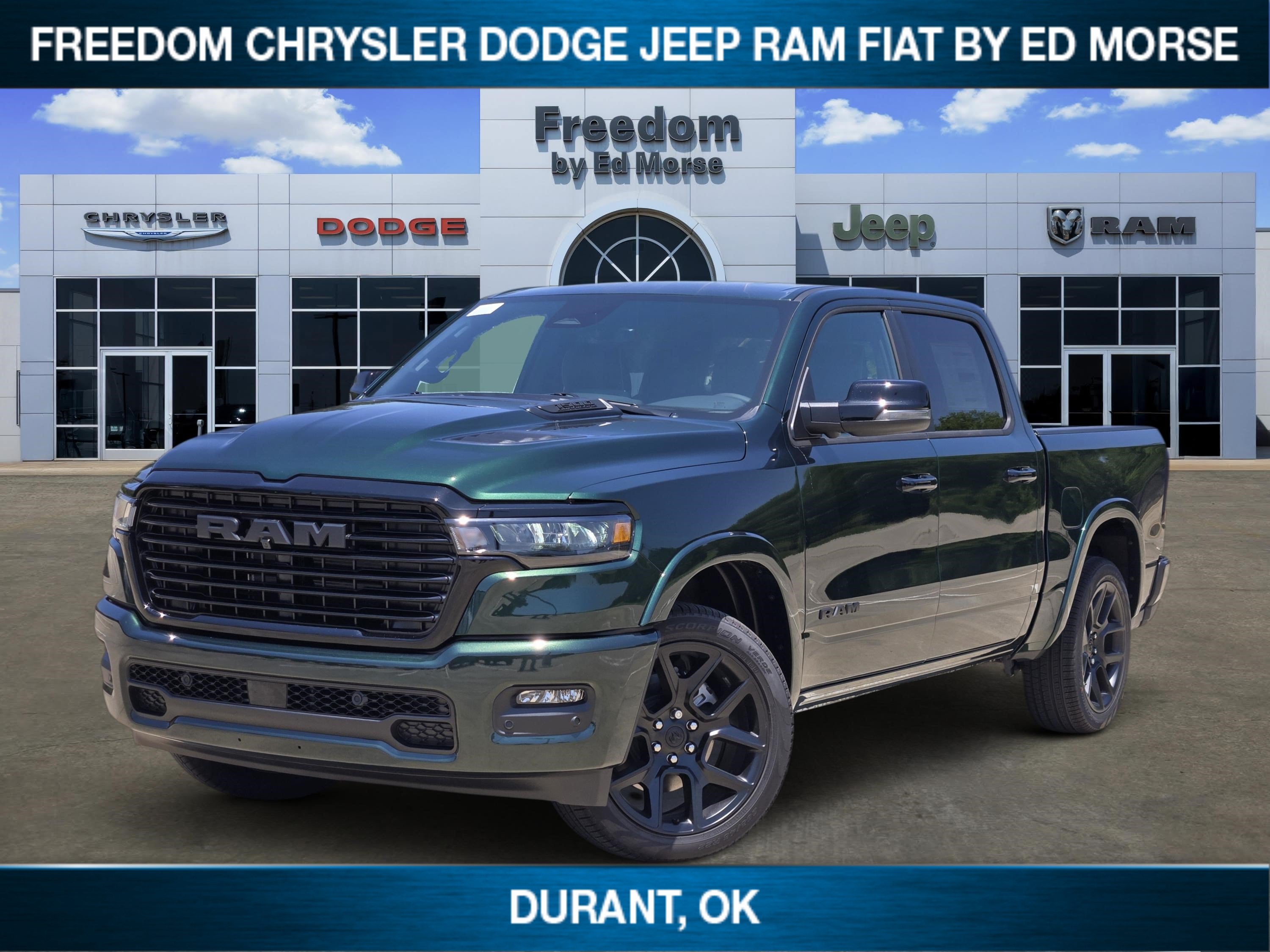 2026 RAM Ram 1500 Laramie in Serrano-Green Metallic Exterior Paint — front three-quarter view