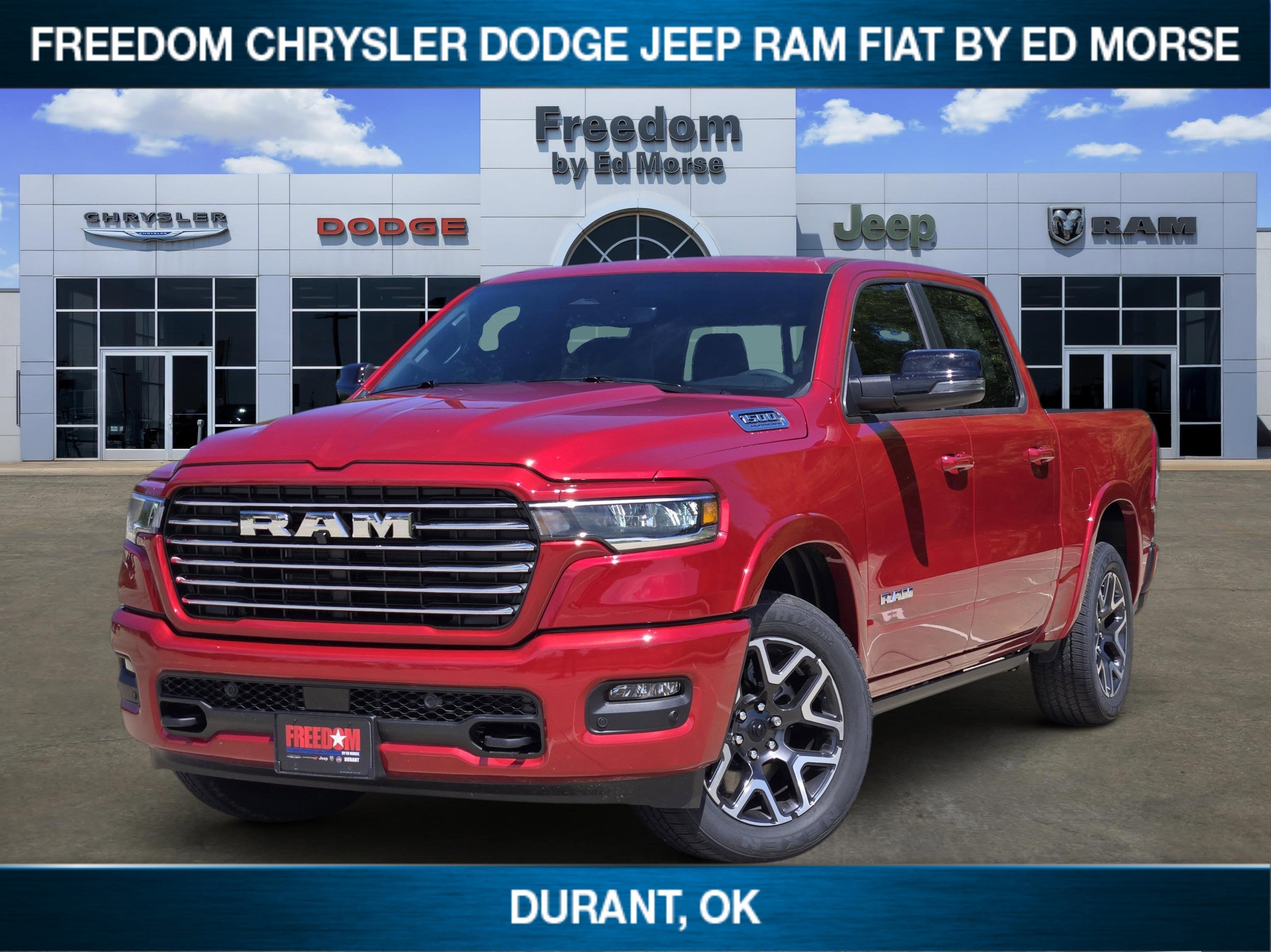 2026 RAM Ram 1500 Laramie in Molten Red Pearl-Coat Exterior Paint — front three-quarter view