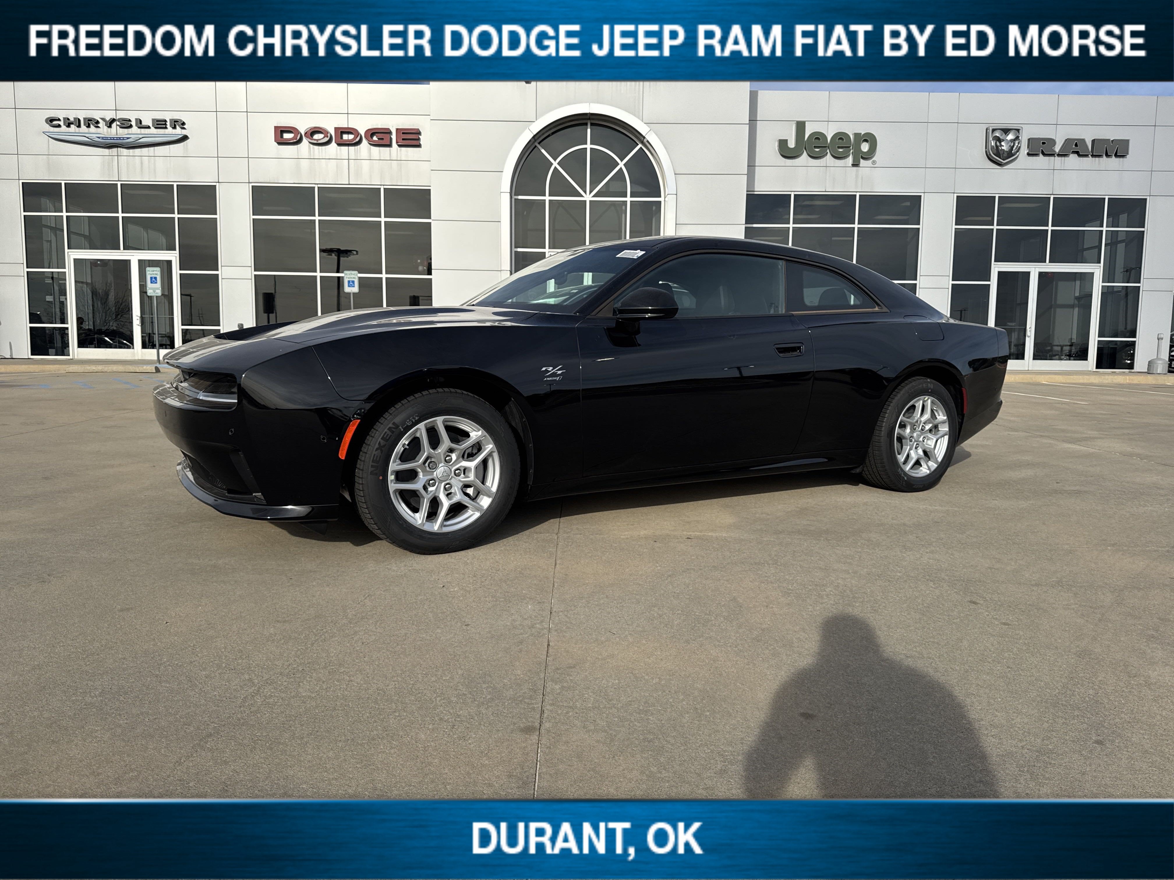 2025 Dodge Charger R/T in Diamond Black Crystal Pearlcoat — front three-quarter view