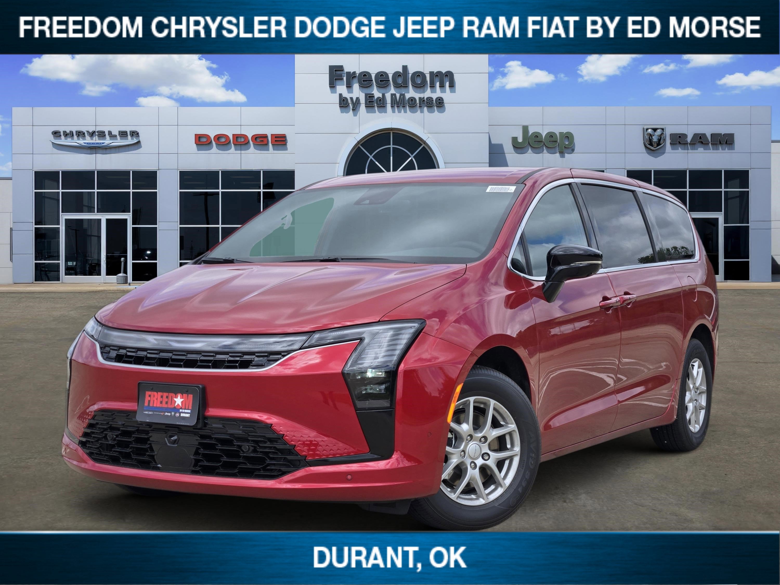 2027 Chrysler Pacifica Select in Red Hot Pearl-Coat Exterior Paint — front three-quarter view