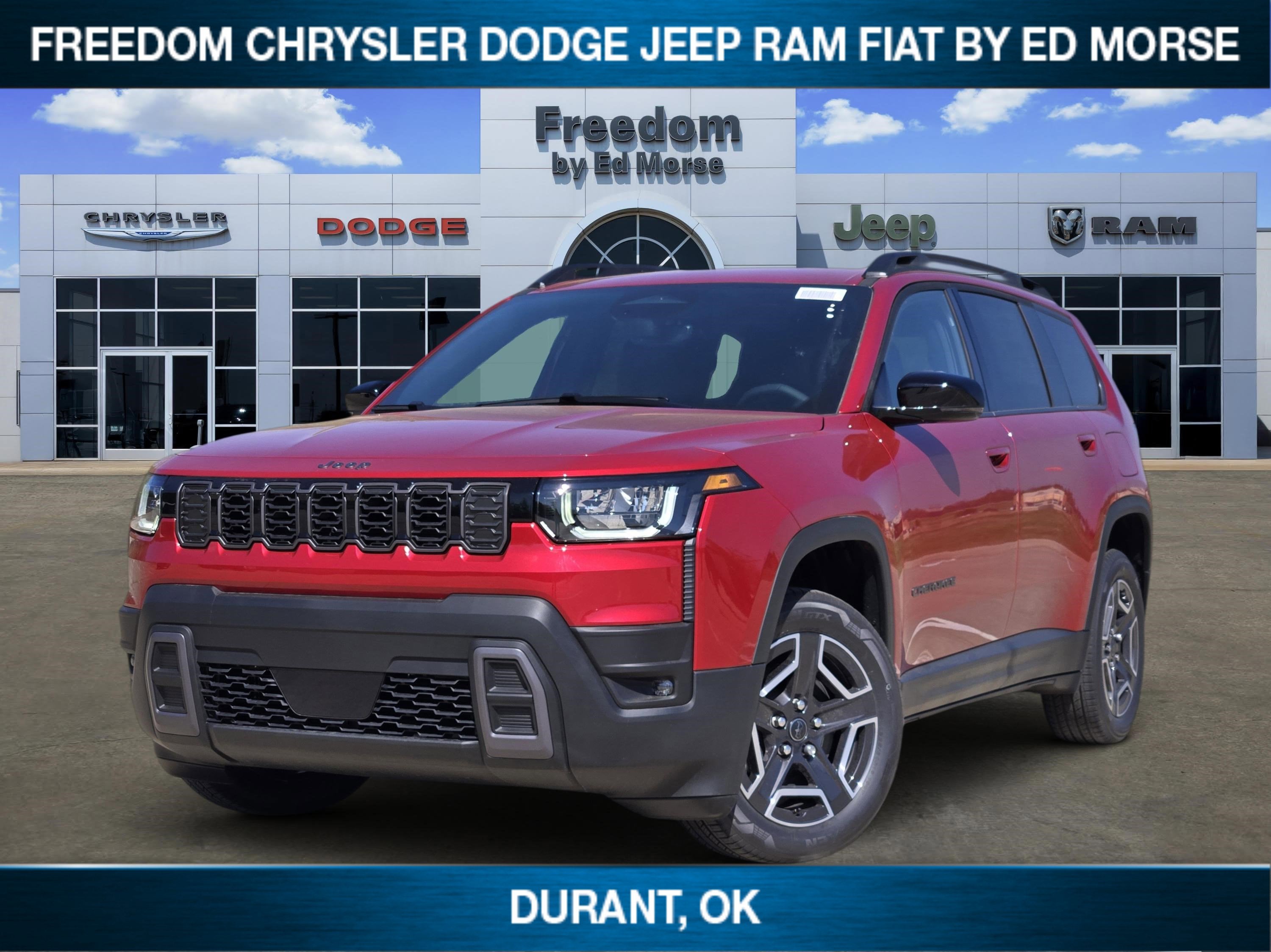 2026 Jeep Cherokee Limited in Red Hot Pearl-Coat Exterior Paint — front three-quarter view