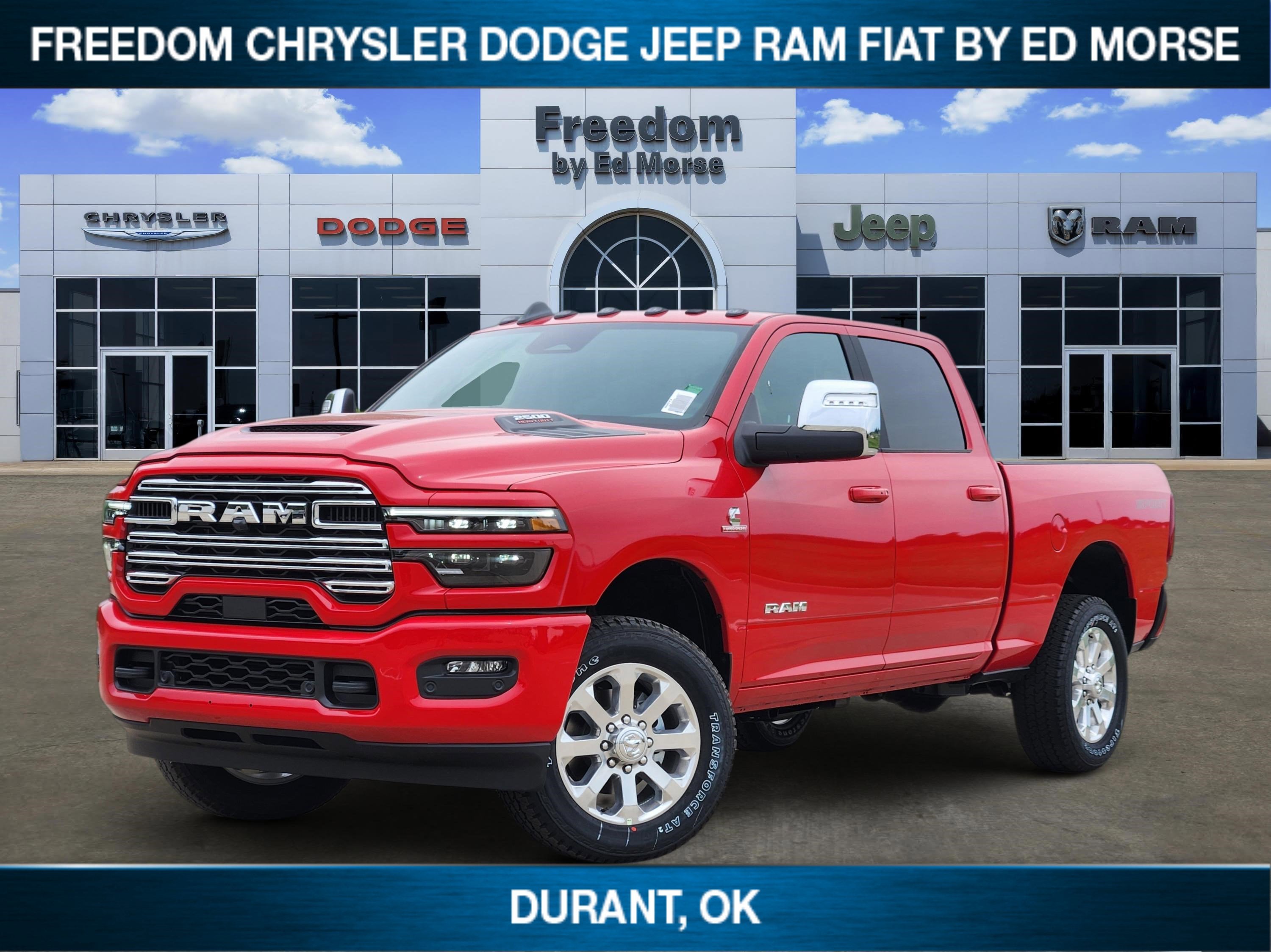 2026 RAM Ram 2500 Laramie in Flame Red Clear-Coat Exterior Paint — front three-quarter view